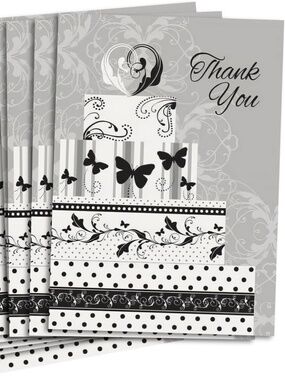 Victorian Wedding Thank You Notes, Elegant Gray Stationery Cards & Envelopes 8ct